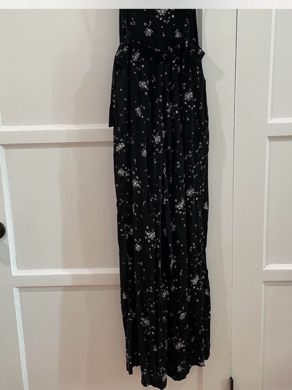 Free People sweet in the streets Black Floral Wide-Leg Bib Jumpsuit - Picture 5 of 9